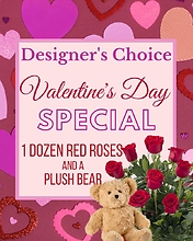 Valentine\'s Special Roses & Plush Bear