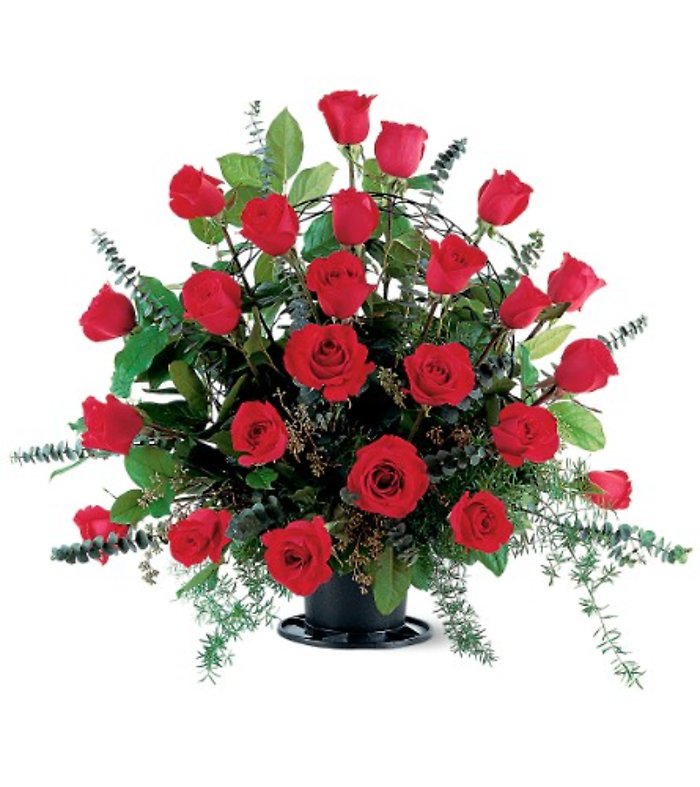 Blooming Red Roses Basket