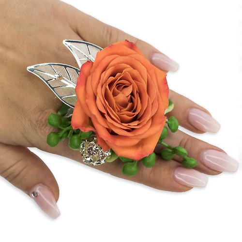 Tangerine Floral Ring